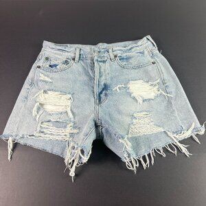 American Eagle Shorts Womens 30* 90s Boyfriend Blue Cut Off  Stretch Jorts Tag 6